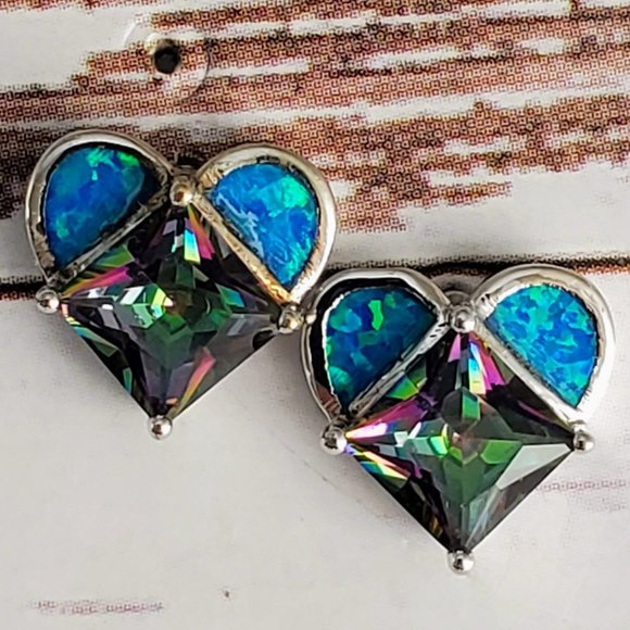 The Girl With Kaleidoscope Eyes Jewelry - Mystic Topaz & Opal Earrings
